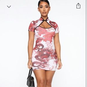 Red, black, white dress